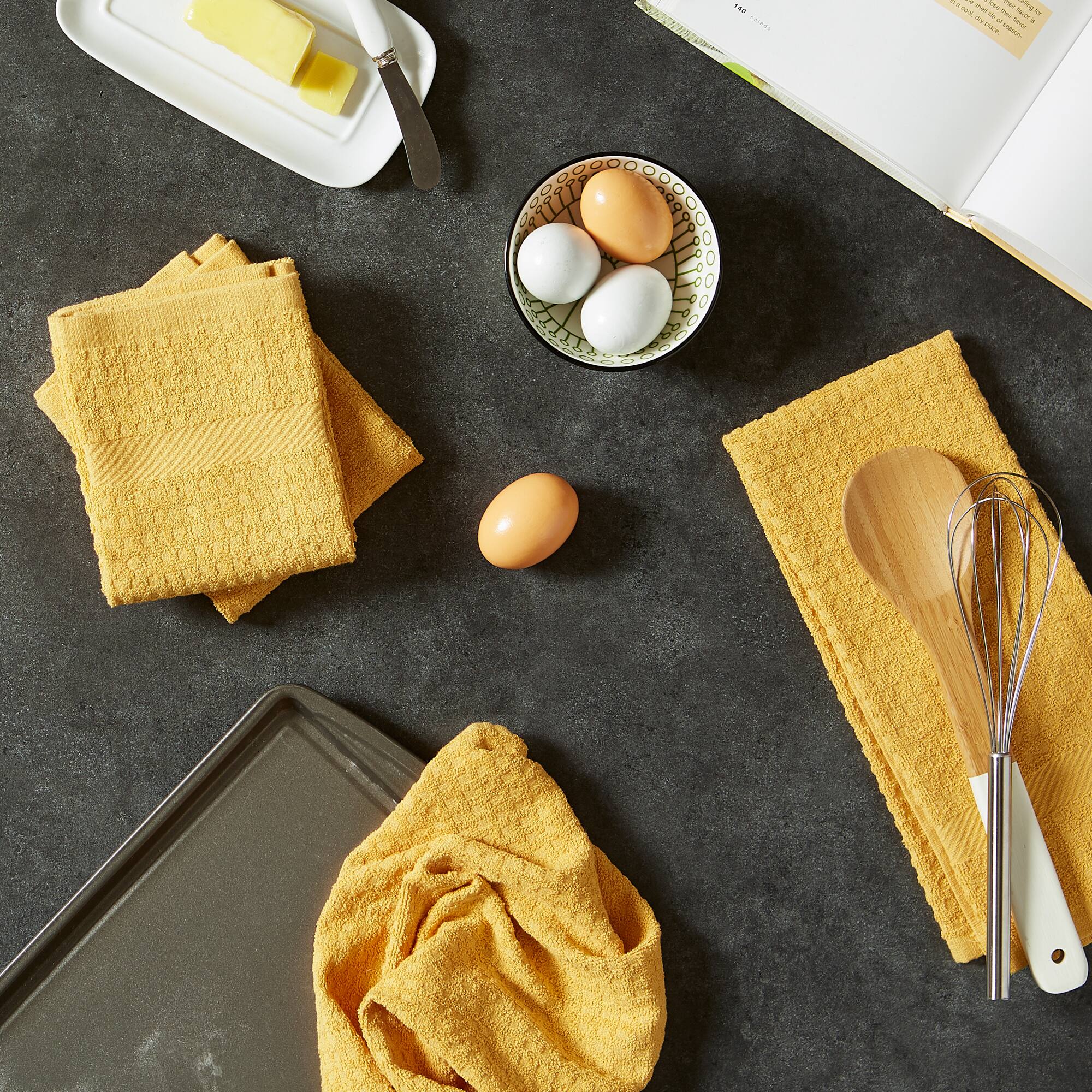 DII® Solid Mustard Waffle Terry Dishtowel (Set of 4)